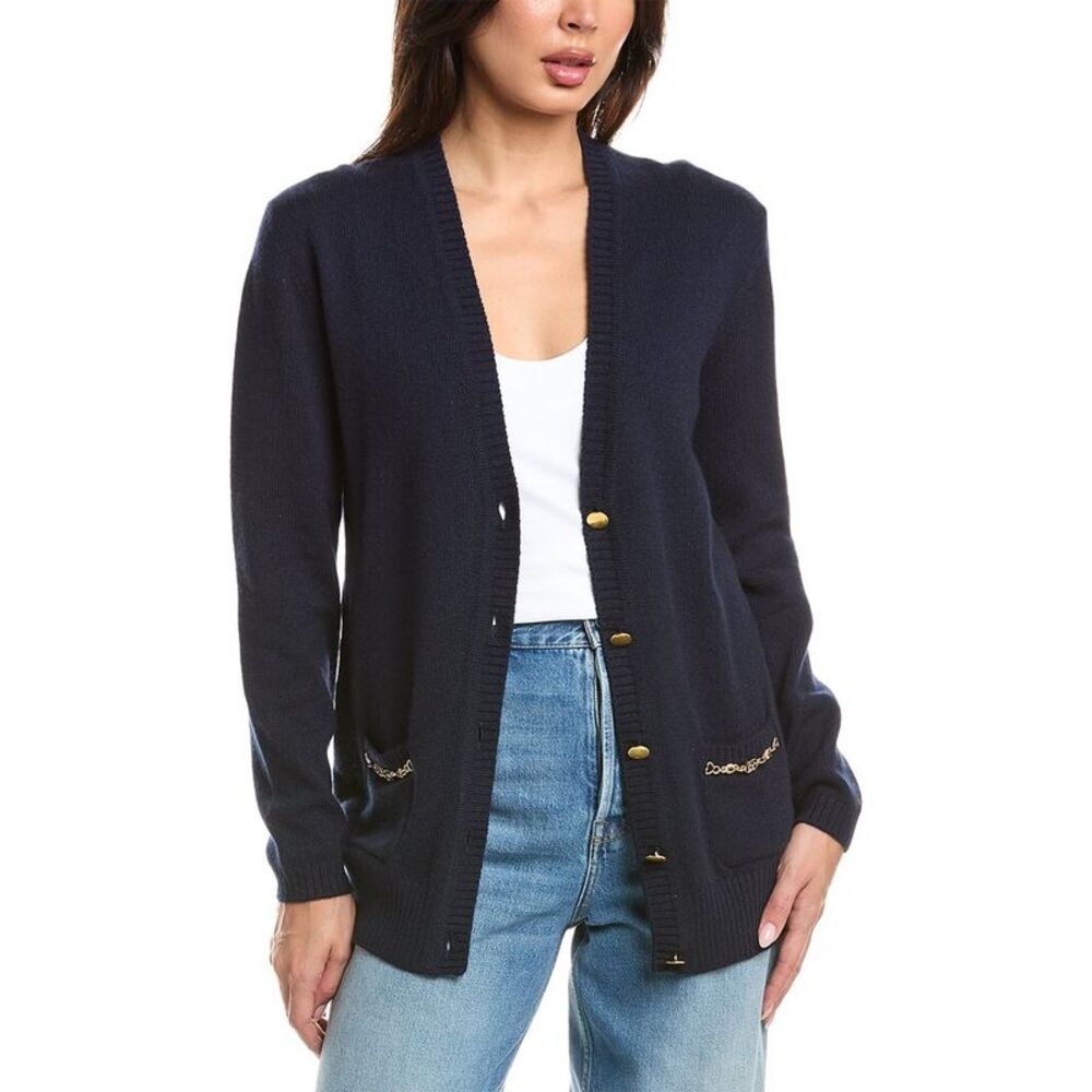 Gucci Womens 100% Cashmere Cardigan, Blue
